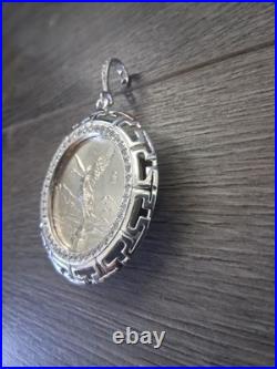 Moneda centenario libertad de 1 OZ, moneda y bizel plata 925 plata real MX