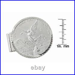 NEW Sterling Silver Diamond Cut Coin Money Clip Mexican Libertad 1oz Silver Coin