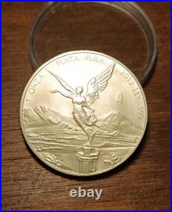 Onza Libertad Mexico 2012 plata. 999 con error de remarcacion en anv y reverso