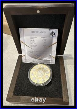 Pristine 2024 Mexico Libertad Silver & 24k Gold withWhite Rhodium (500 Made)