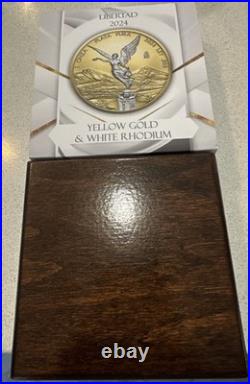 Pristine 2024 Mexico Libertad Silver & 24k Gold withWhite Rhodium (500 Made)