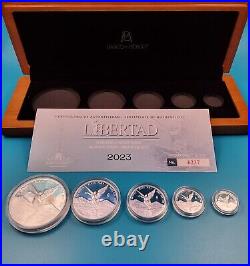 Proof Silver Libertad 5 Coin set Mexican Fractional Limted Mintage-Low #0237