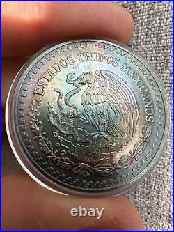 Rare Libertad Mexico 1998 plata 999, Silver Coin 1 Oz Rainbow Toning