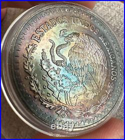 Rare Libertad Mexico 1998 plata 999, Silver Coin 1 Oz Rainbow Toning