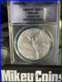 Rare Mexico 2013 Libertad 1 Oz Silver BU MS70 Flawless Grade Not ASE Maple Leaf