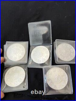 Silver 2017 Mexican Libertad 5 Coins. 999 Pure In Flips BU condition 5 Total Oz