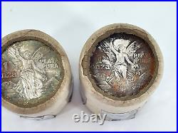 TWO (2)- 20 Coin 1985 Original Bank Wrapped Rolls Mexican Libertad