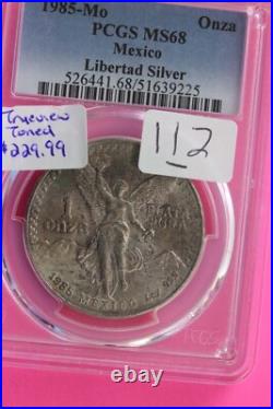 Toned 1985 MS 68 Libertad Mexico 1 OZ Silver Coin PCGS Certified Authentic 112